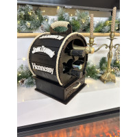 Міні-бар Діжка на 4 пляшки з написами віскі та мотузкою